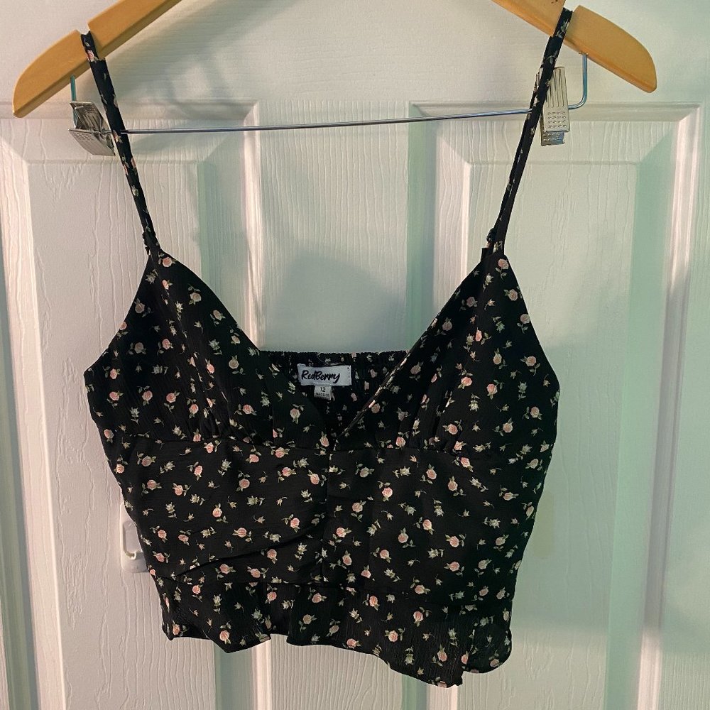 REDBERRY FLORAL CROP TOP
